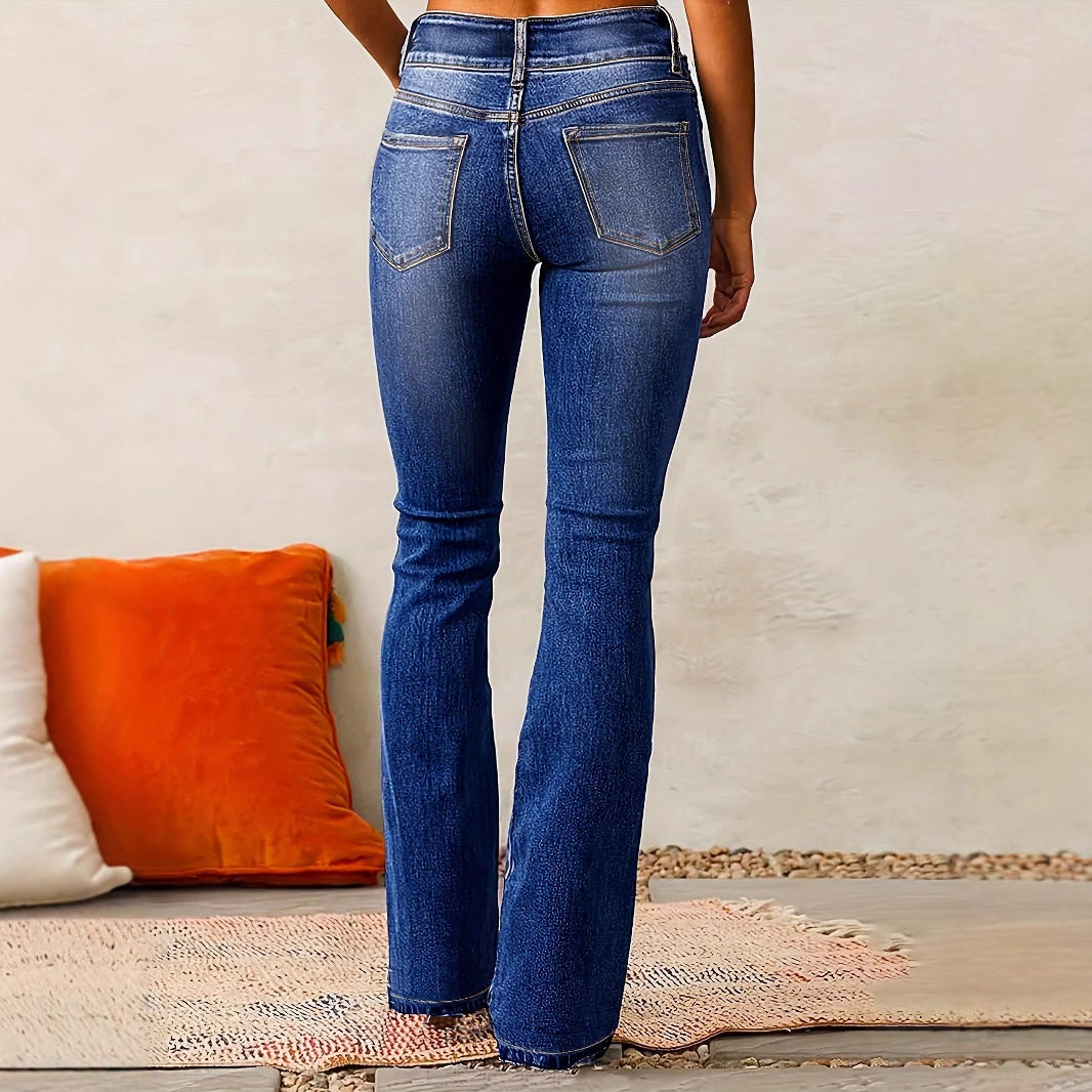 Women's High-Waisted Flared Jeans - Stretch Fit