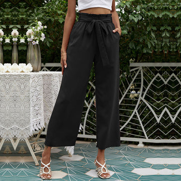 Women's Wide-Leg Trousers - Adjustable Waist, Modern Fit & Versatile