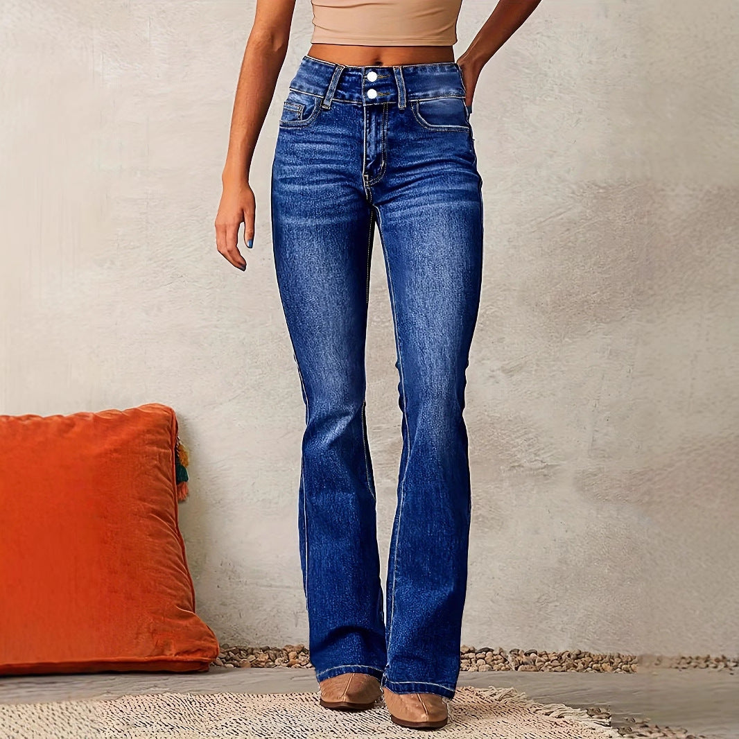 Women's High-Waisted Flared Jeans - Stretch Fit