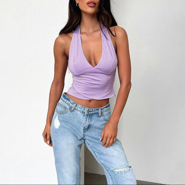 Women's Halterneck Crop Top - Breathable Summer Casual Style