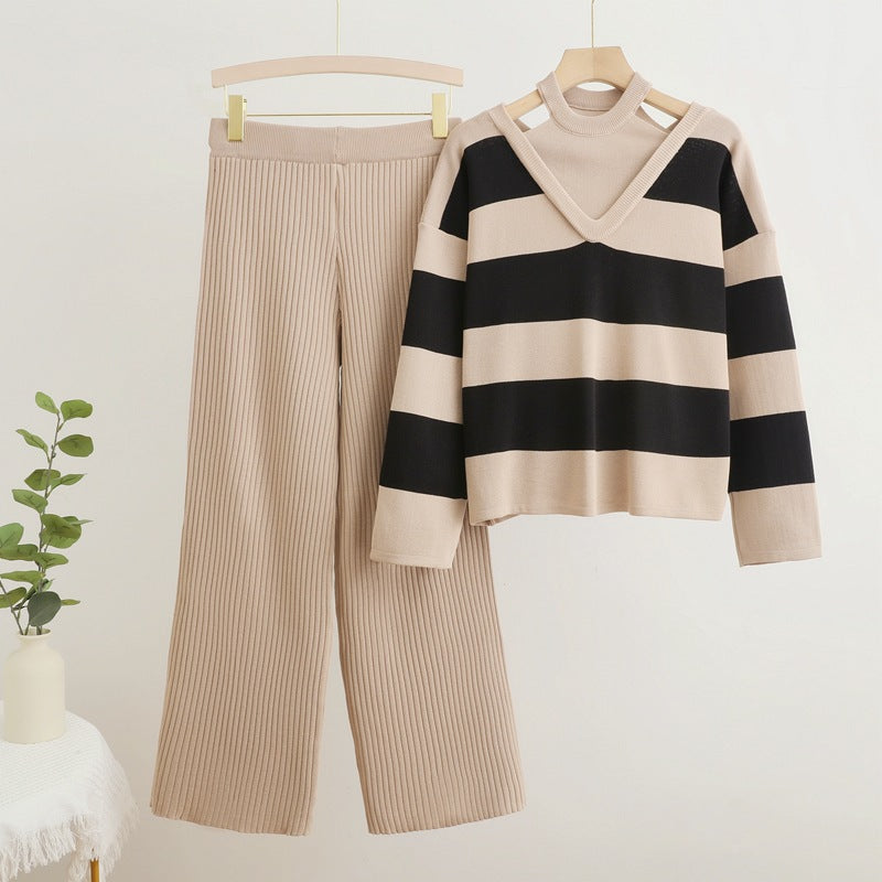 Holly - Draped High-Waist Wide-Leg Pants Set for Women
