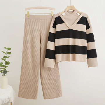 Holly - Draped High-Waist Wide-Leg Pants Set for Women