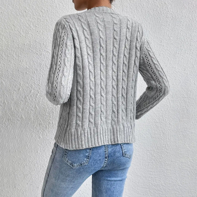 Women's Stylish Cable Knit Cardigan - Comfortable Slim-Fit Style