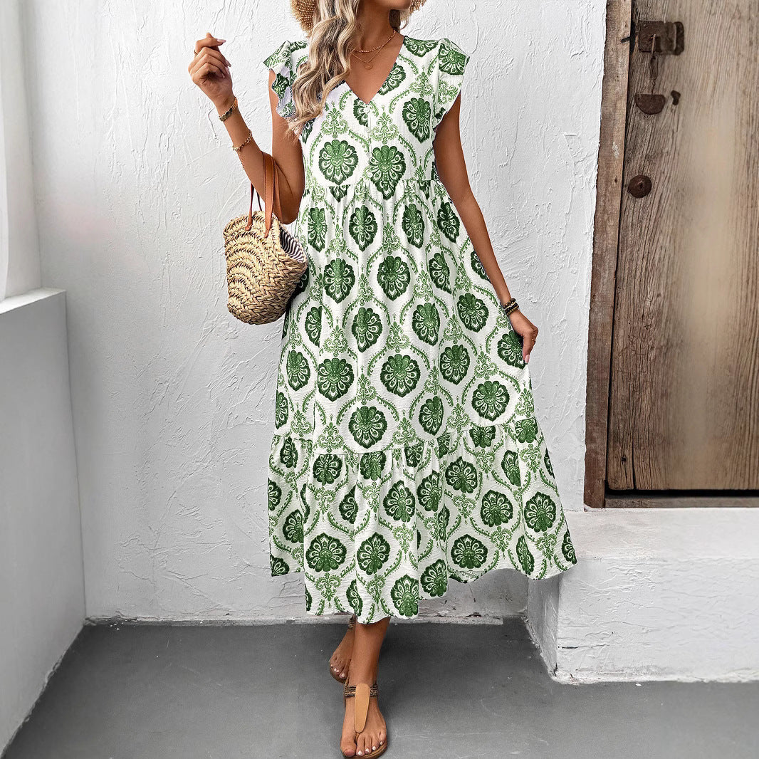 Women's Tiered Floral Midi Dress - Flowy, Versatile Summer