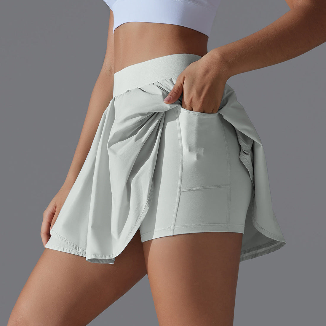 Women's Sporty High Waist Tennis Skort with Integrated Shorts - Breathable Lightweight