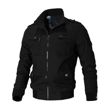 Men's Bomber Jacket - Stand-Up Collar with Shoulder Epaulettes