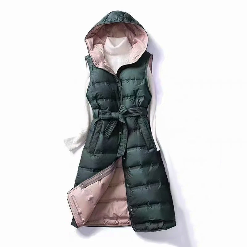 Women's Gilet - Hooded with Self-Tie Belt
