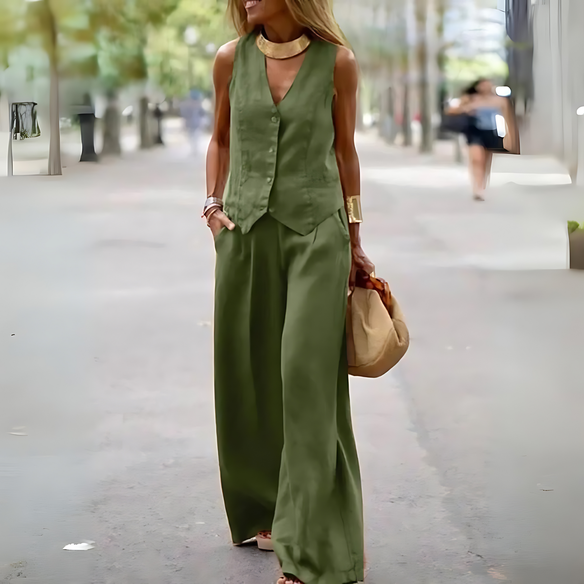 Elegant and Casual  Vest and Trouser Set for Women