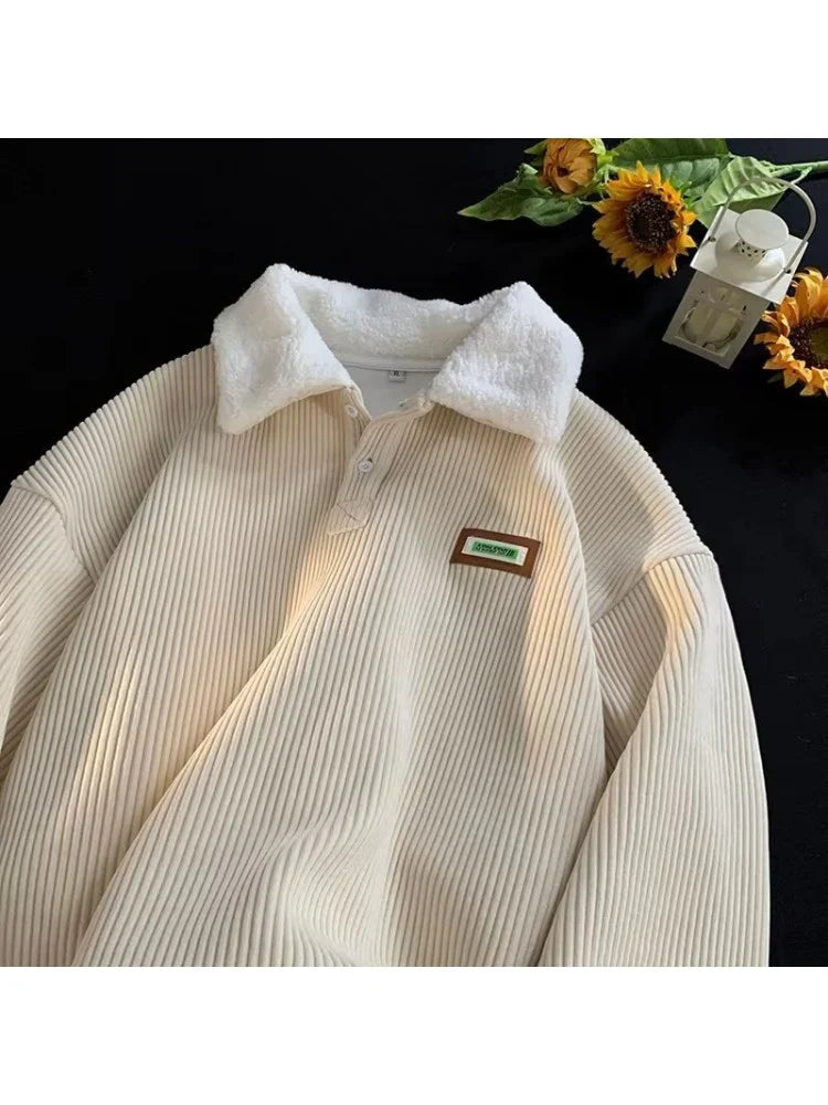 Men's Corduroy Jumper - Stylish Winter Polo