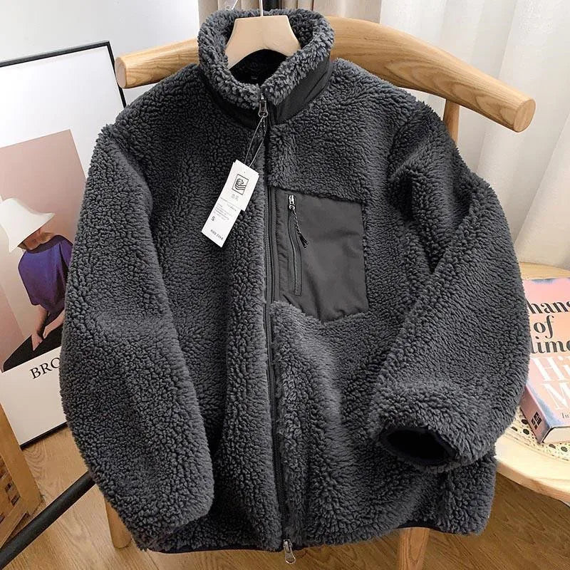 Men's Full-Zip Jacket - Textured Finish with Zippered Chest Pocket