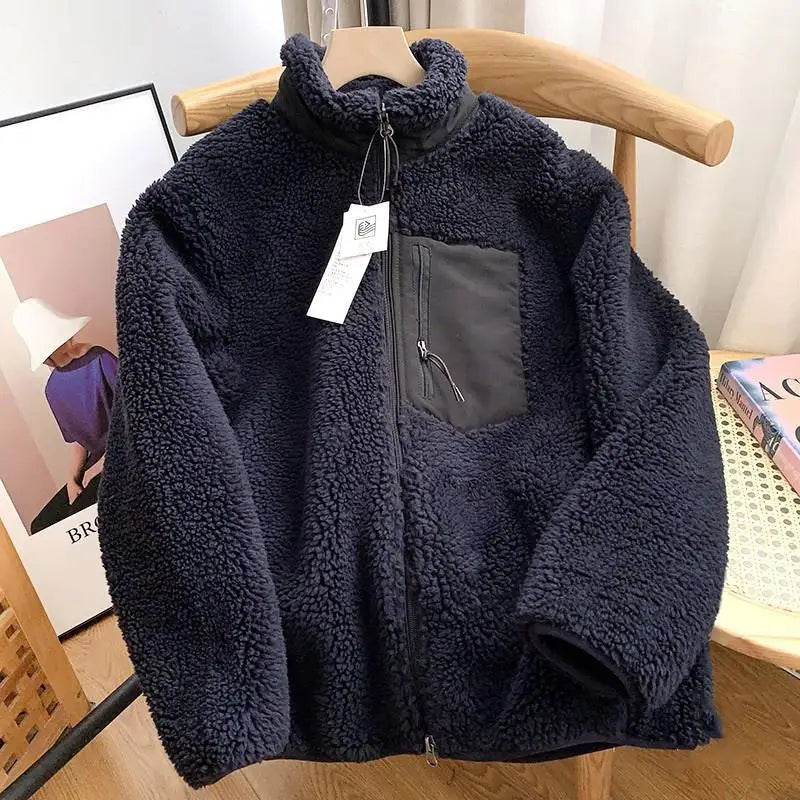 Men's Full-Zip Jacket - Textured Finish with Zippered Chest Pocket
