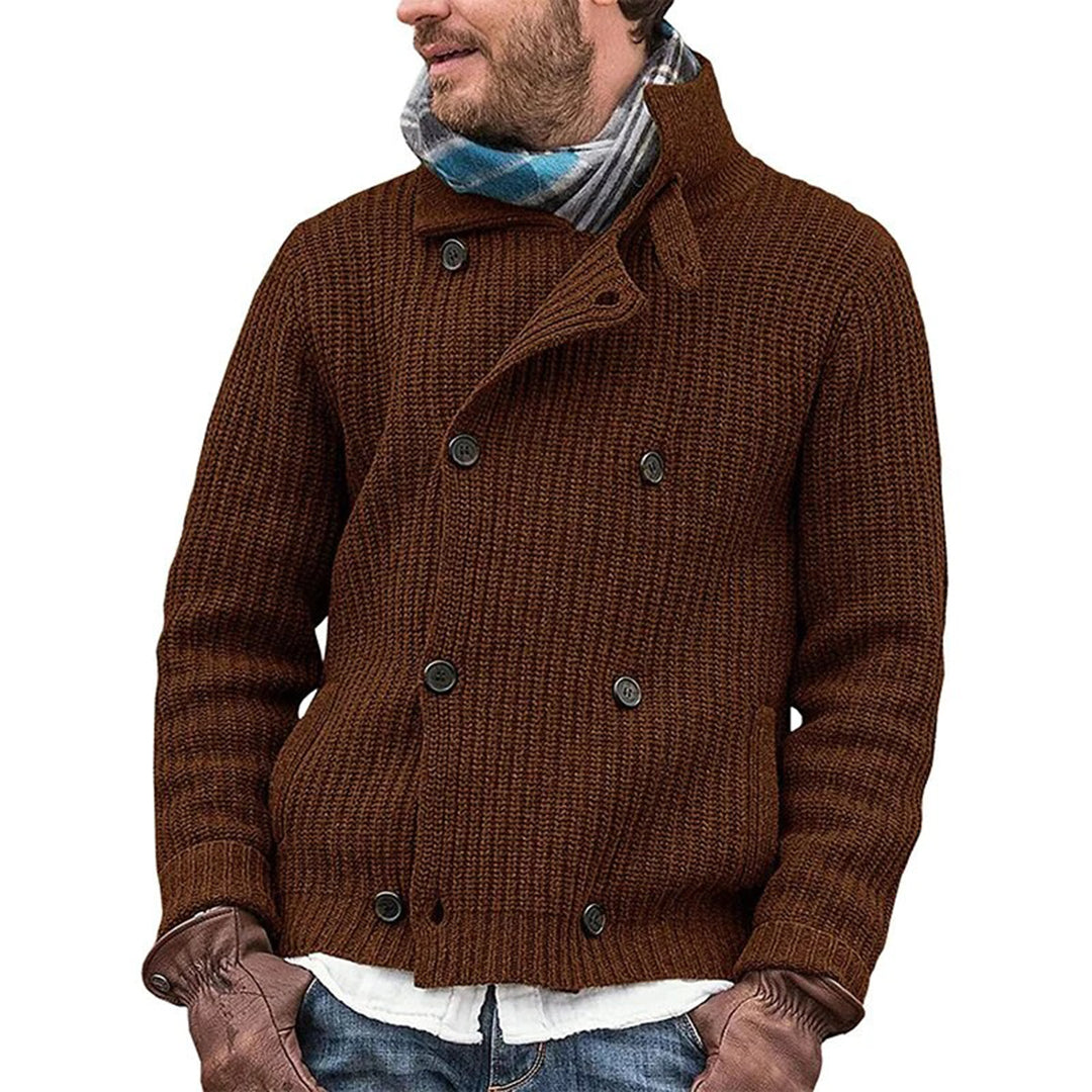 Men's Double-Breasted Knit Cardigan - Vintage Warm Winter Sweater