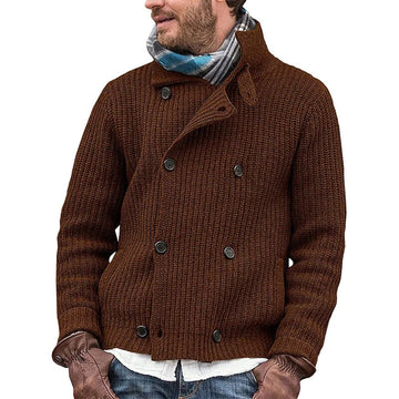 Men's Double-Breasted Knit Cardigan - Vintage Warm Winter Sweater