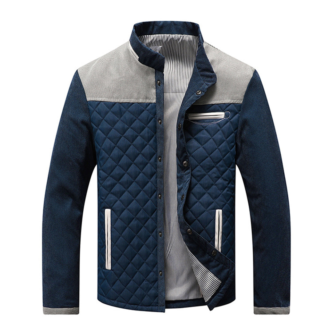 Men's Quilted Jacket - Stand-Up Collar & Zip Front