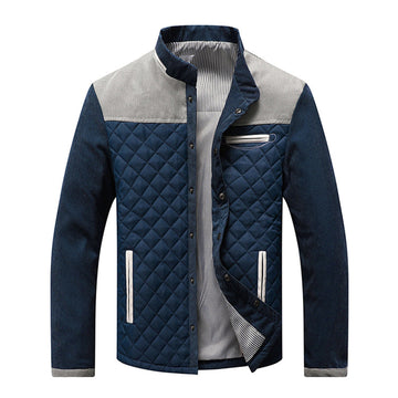 Men's Quilted Jacket - Stand-Up Collar & Zip Front