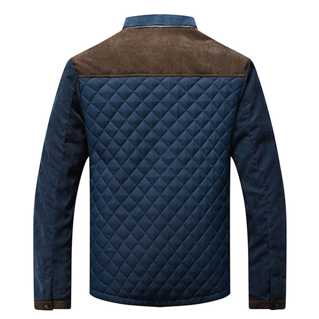 Men's Quilted Jacket - Stand-Up Collar & Zip Front