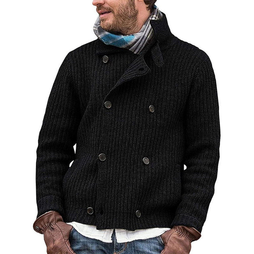 Men's Double-Breasted Knit Cardigan - Vintage Warm Winter Sweater