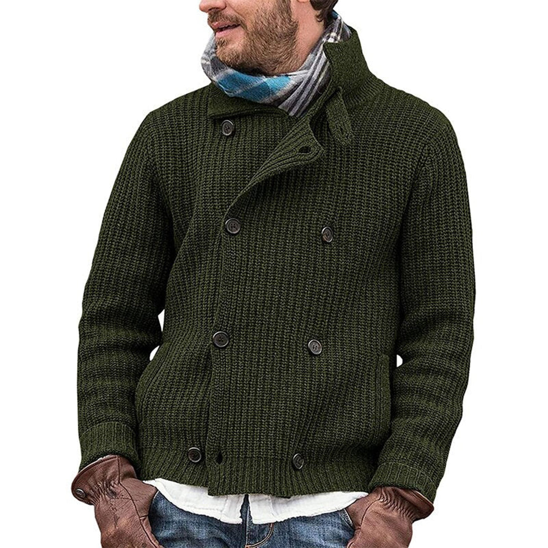 Men's Double-Breasted Knit Cardigan - Vintage Warm Winter Sweater