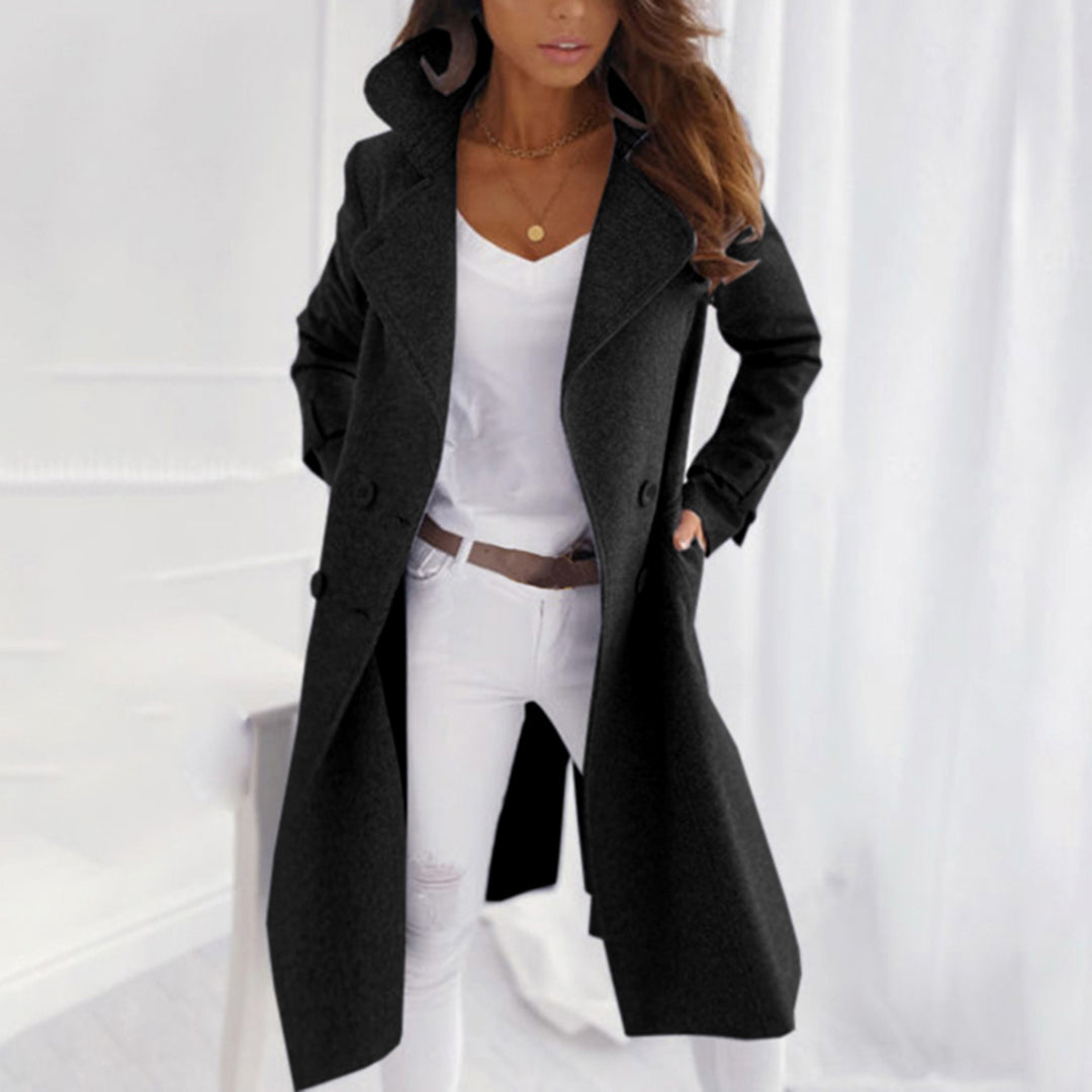 Women's Coat - Double-breasted and Long Tailored