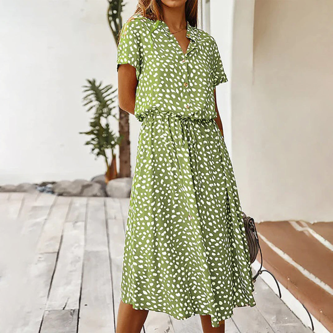 Elegant V-Neck Dress with Print for Women