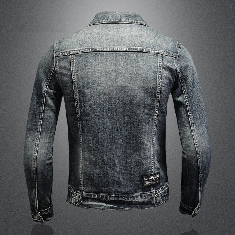 Men's Black Denim Jacket - Stonewashed Style