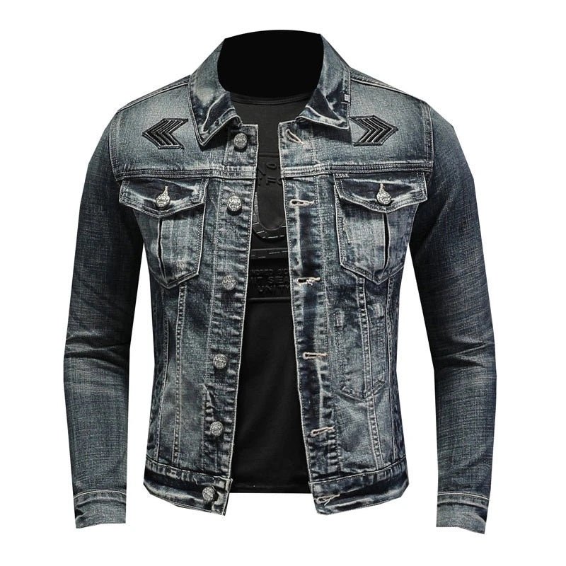 Men's Black Denim Jacket - Stonewashed Style