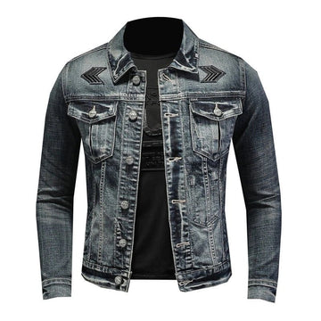 Men's Black Denim Jacket - Stonewashed Style