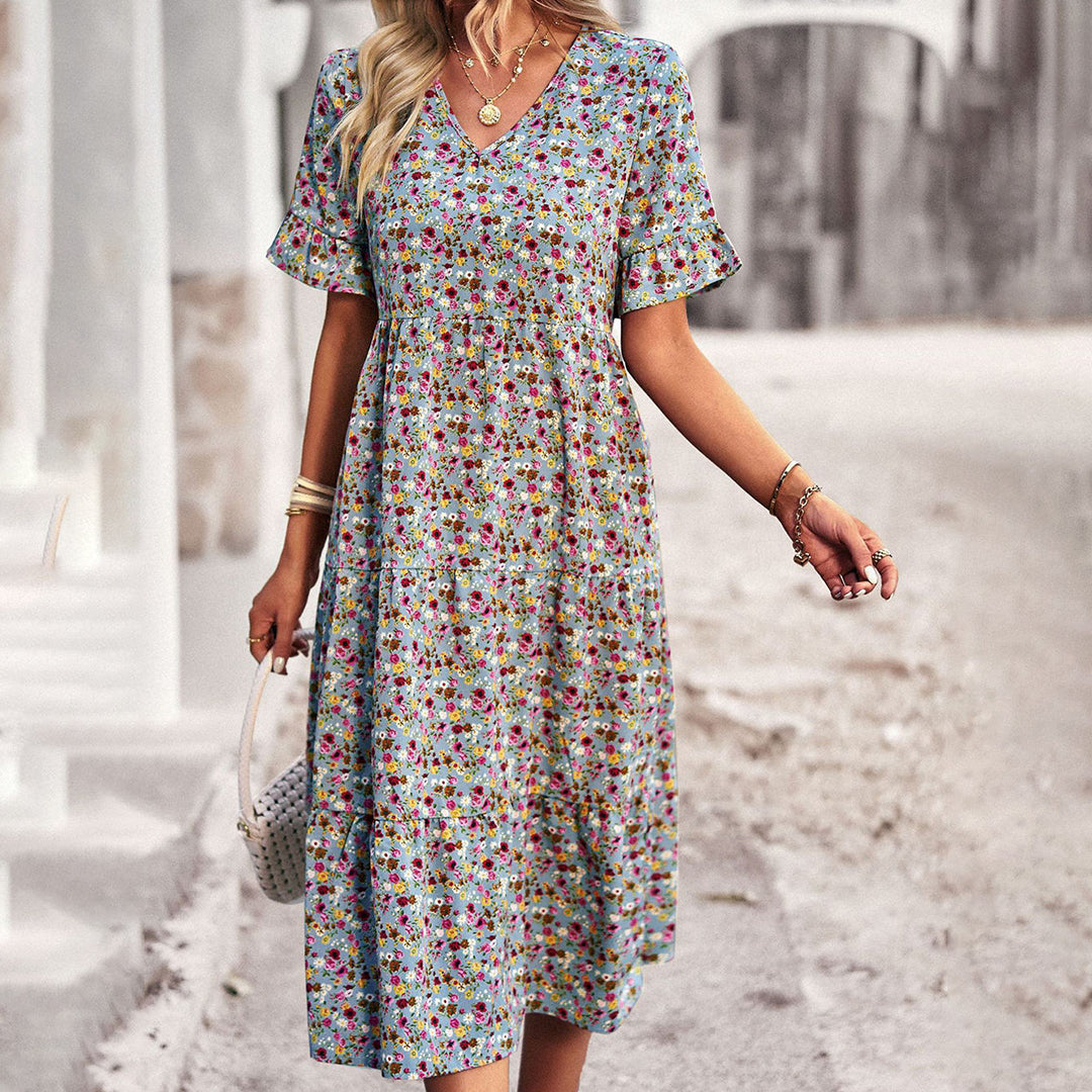 Women's Chic Floral Midi Summer Dress - Casual Beach Party