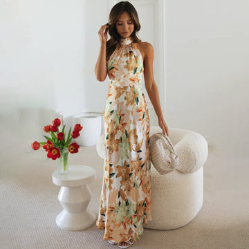 Elegant Yellow Dress with Floral Print for Women | Eloise