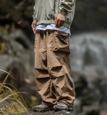 Men's Cargo Trousers - Elasticated Waist and Flap Side Pockets