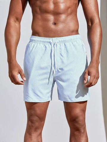 Quick-Dry Striped Swim Shorts for Men