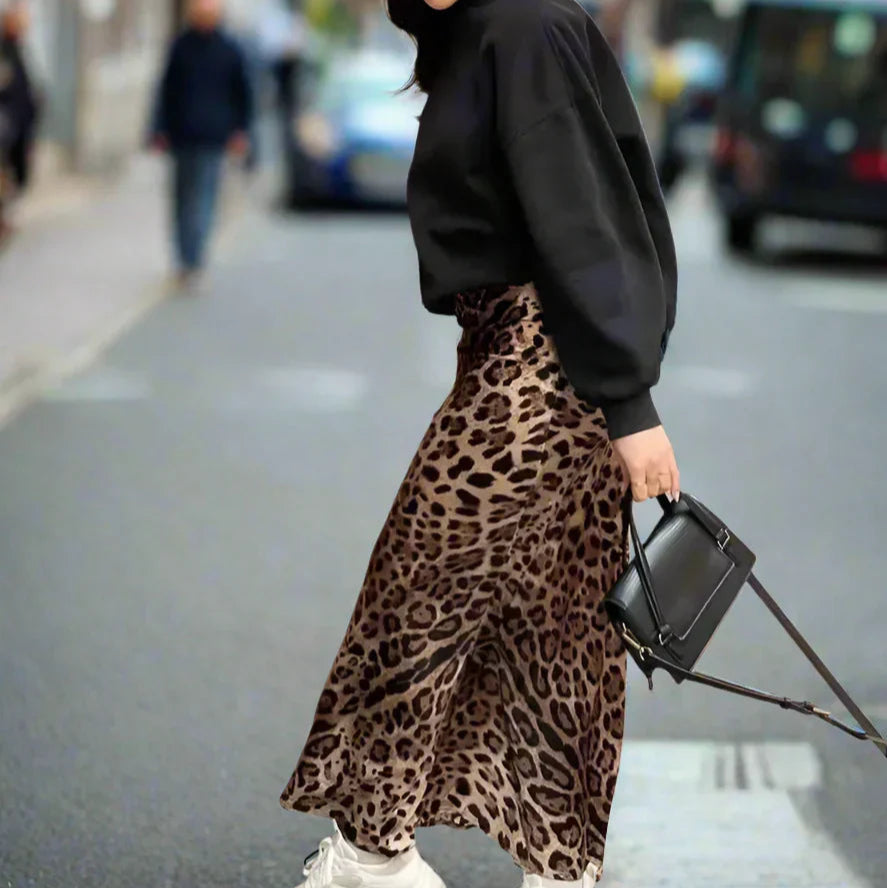 Women's Leopard Print Long Skirt - Timeless Design Elegant Casual
