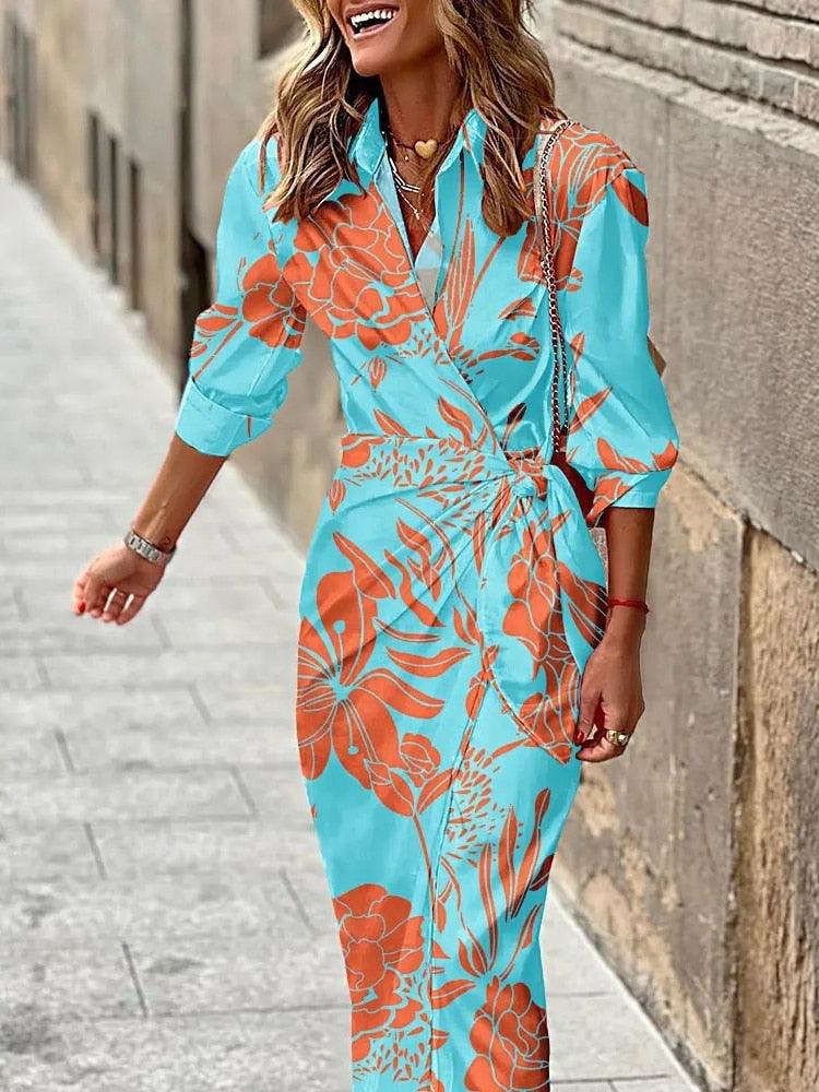 Elegant Wrap Shirt Dress for Women