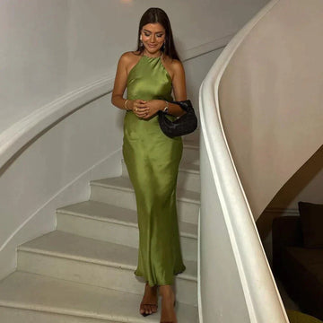 Elegant Green Sleeveless Dress for Women | Mila