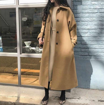 Women's Long Belted Trench Coat - Elegant Winter Outerwear