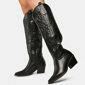 Women's Classic Knee-High Cowboy Boots - Winter Ready & Plus Size