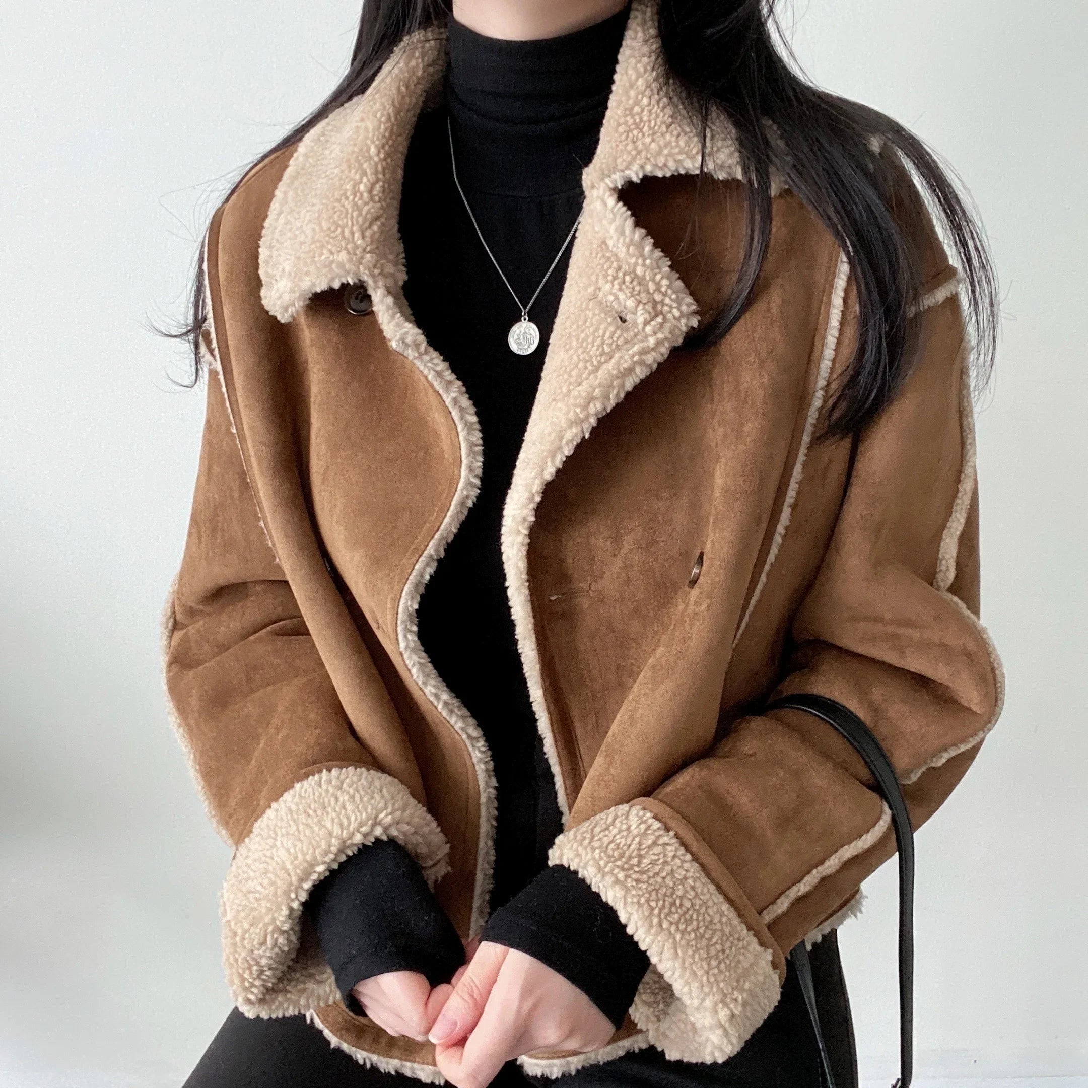 Women's Brown Aviator Winter Jacket - Cosy Lined & Classic Look