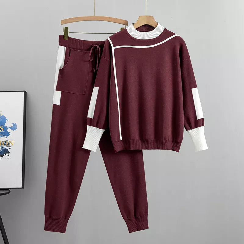 Women's Knit Jumper & Trousers Set - Two-Piece Loungewear
