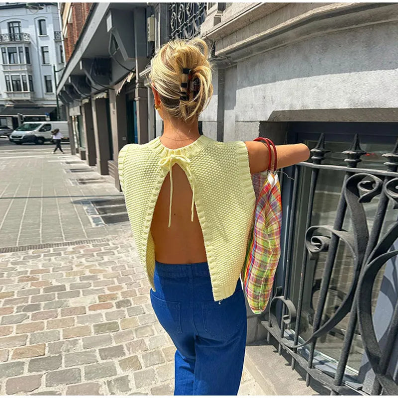 Stylish Yellow Backless Top for Women | Ava