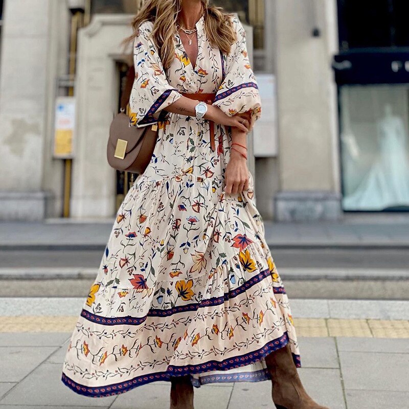 Bohemian Print Maxi Dress for Women | Elise