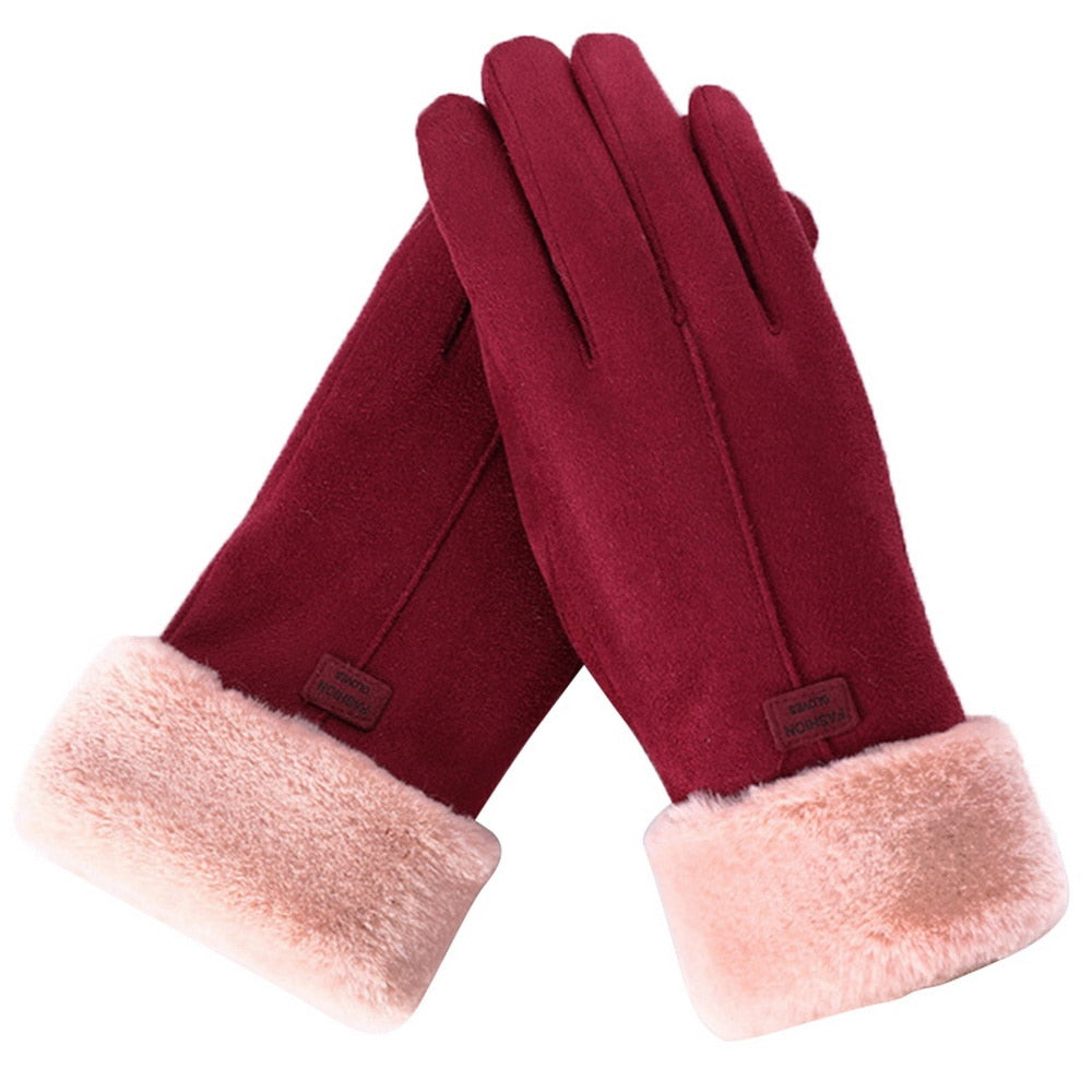 Women's Gloves - Contrast Lined with Velvety Finish