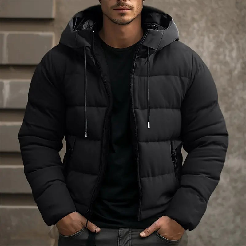 Men's Insulated Puffer Jacket - Warm Hooded Winter Coat