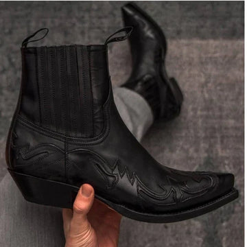Men's Ankle-Length Cowboy Slip-On Boots - Classic & Robust