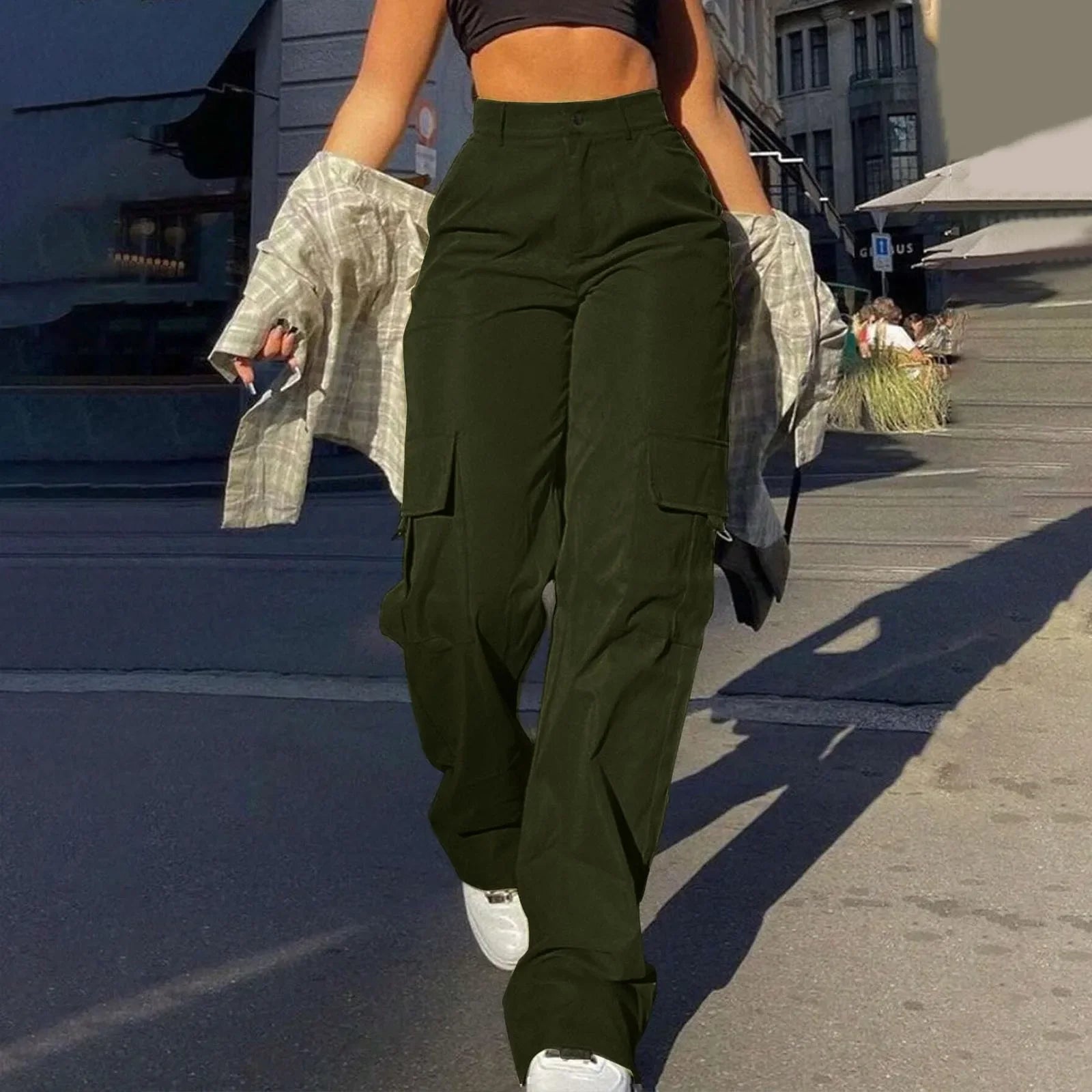 High-Waist Cargo Trousers for Women