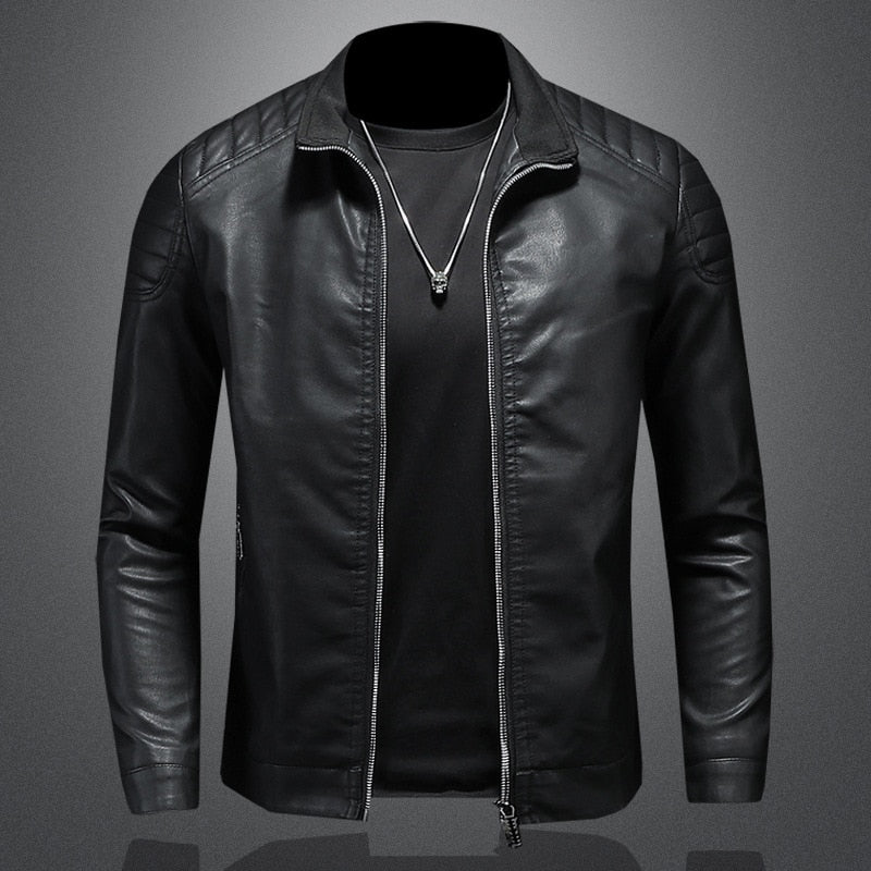 Men's Classic Leather Jacket - Tailored Fit