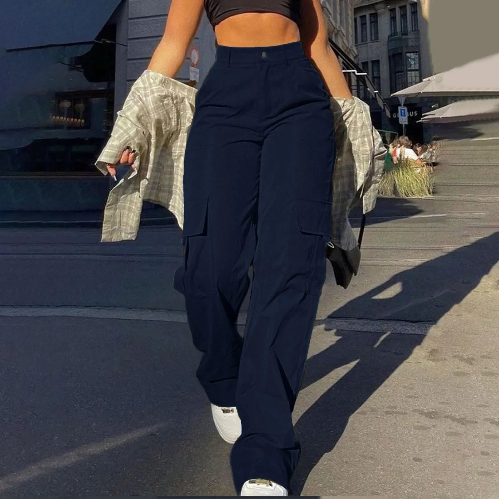 High-Waist Cargo Trousers for Women