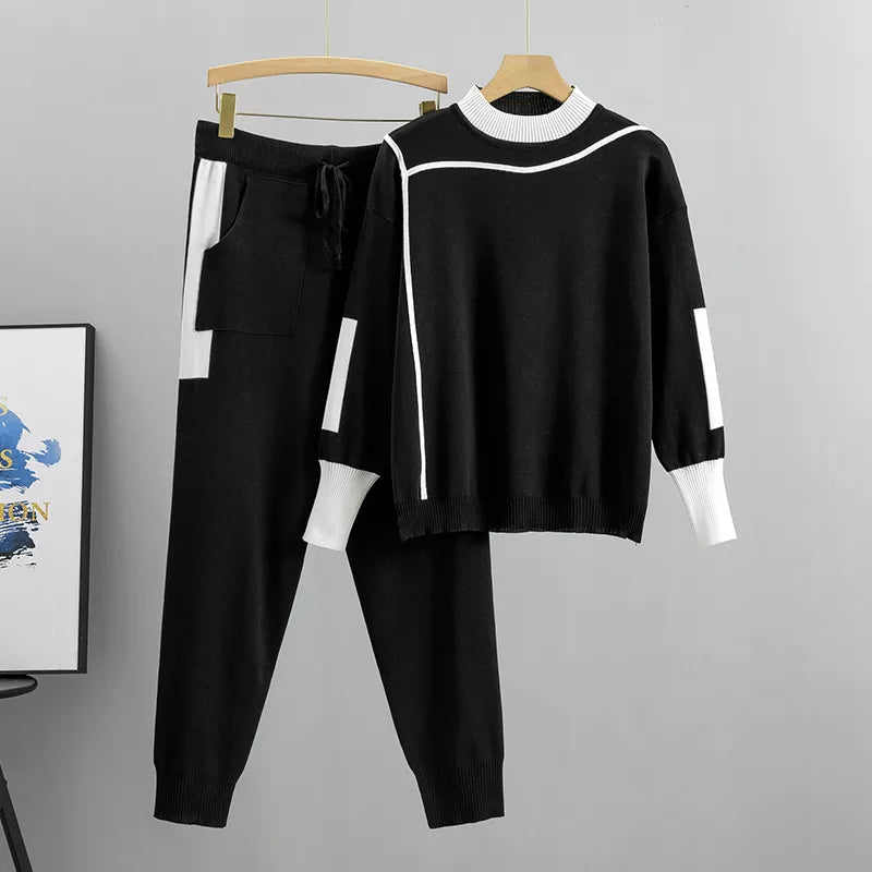 Women's Knit Jumper & Trousers Set - Two-Piece Loungewear