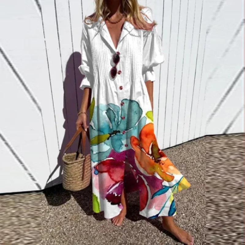 Women's Boho V-Neck Maxi Dress - Flowy, Lightweight & Versatile