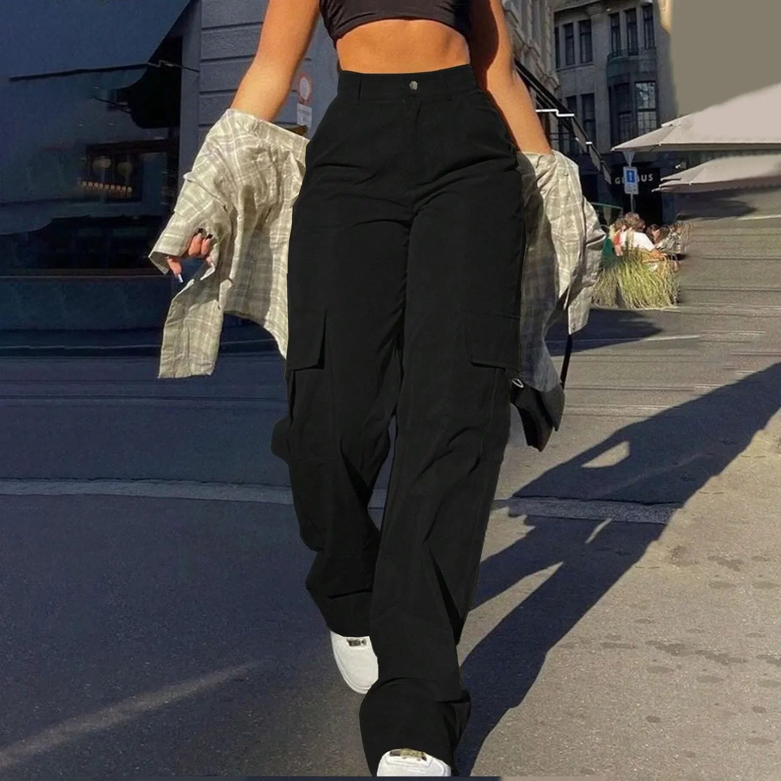 High-Waist Cargo Trousers for Women