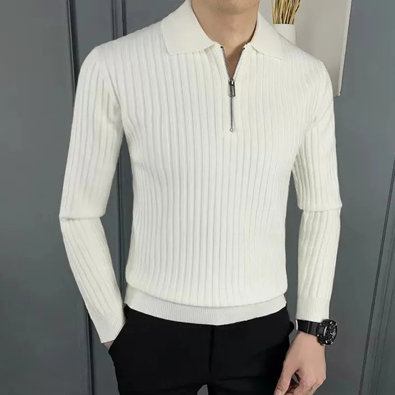 Men's Jumper - Quarter-Zip with Ribbed Design